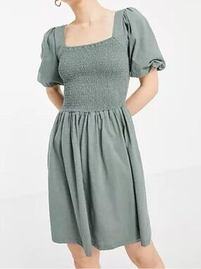 Vero Moda Alina Smocked Puff Sleeve Dress- Size M